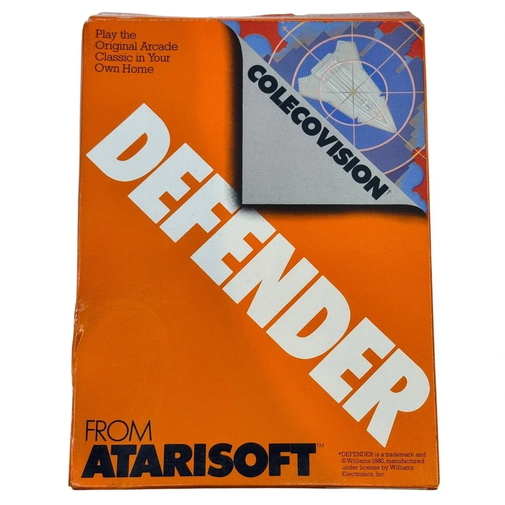 Atarisoft Defender ColecoVision Game Cartridge with Box and Manual 70002 Arcade